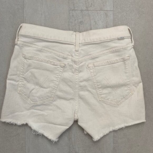 MOTHER The Sinner Frayed Denim Shorts in Whipping The Cream Pink Racer 26 - Picture 9 of 11